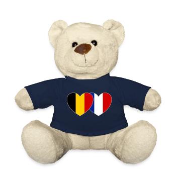 Belgique France Flag Coeur - Nounours - bleu marine - Devant