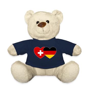 Suisse Allemagne Drapeau Cœur - Nounours - bleu marine - Devant