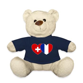Suisse France Drapeau Cœur - Nounours - bleu marine - Devant