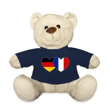 Allemagne France Drapeau Cœur - Nounours - bleu marine - Devant