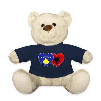 Kosovo Albania Flag Heart - Teddy Bear - french navy - Front