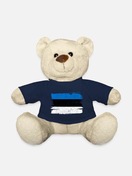 Drapeau de l’Estonie Drapeau de la paix Vintage - Nounours - bleu marine