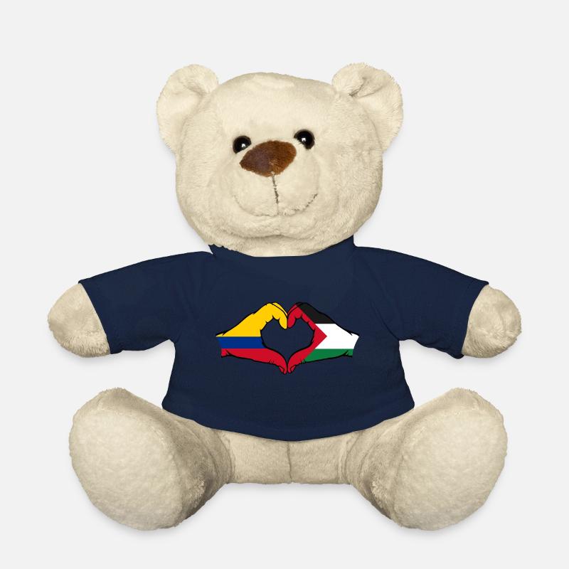 Colombie Palestine drapeau mains forme de coeur - Nounours - bleu marine