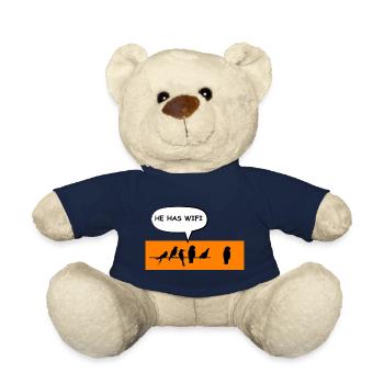 Wireless Birds Wi-Fi Funny Joke. - Teddy Bear - french navy - Front