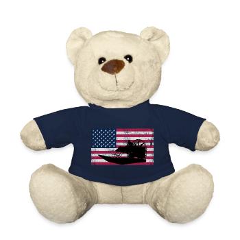 Drapeau américain USA Airboat Fanboat Airboating - Nounours - bleu marine - Devant