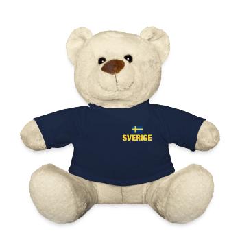 Suède Sverige Sweden drapeau de football cadeau - Nounours - bleu marine - Devant
