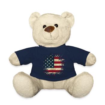USA Flagge Klecks Spriter Farbfleck Splash Amerika - Teddy - French Navy - Vorne