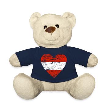 Austria flag vintage heart love Austria Vienna - Teddy Bear - french navy - Front