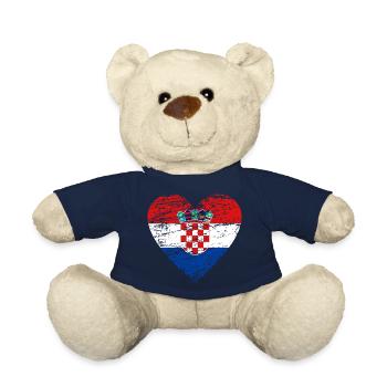 Croatia flag vintage heart used look - Teddy Bear - french navy - Front