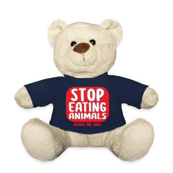 Stop Eating Animals Without BBQ Sauce - Not VGN - Teddy Bear - french navy - Front