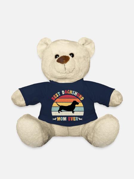 Best Dachshund mom ever dog lovers vintage retro - Teddy Bear - french navy