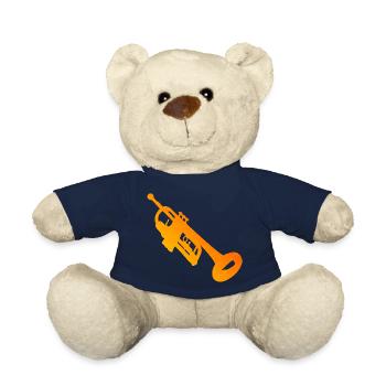 Men's Trumpet Playing Trumpeter Trumpet Players - Teddy Bear - french navy - Front
