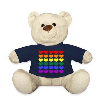 Cœurs arc-en-ciel - Nounours - bleu marine - Devant