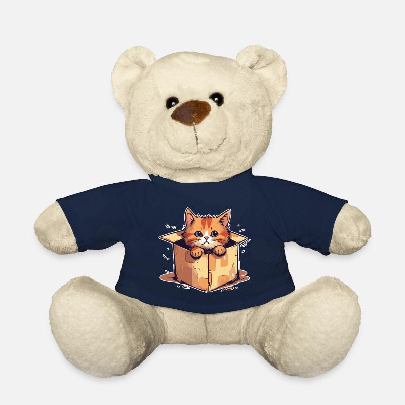 Katze Sitzt Im Karton Paket Lustig Humor Typisch - Teddy - French Navy