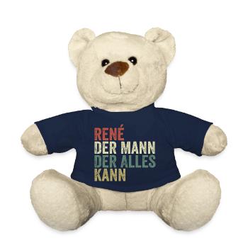 René L’homme qui sait tout Prénom René - Nounours - bleu marine - Devant