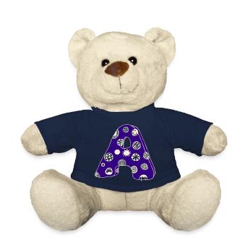Letter A with character in blue - Teddy Bear - french navy - Front