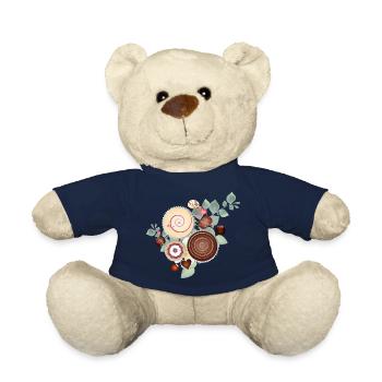 Edles Pralinen Motiv zwischen zartem Blattwerk - Teddy - French Navy - Vorne