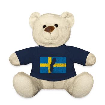Suède drapeau suédois Voyage silhouette - Nounours - bleu marine - Devant