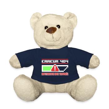Erreur 404 motivation non trouvée,Geek,Gamer - Nounours - bleu marine - Devant