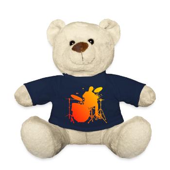 Schlagzeugspieler Drummer Schlagzeuger Drum Kit - Teddy Bear - french navy - Front