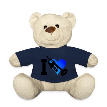 Trumpet Playing Ladies Trumpets Players - Teddy Bear - french navy - Front