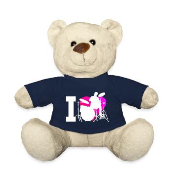 Drums Drummer Drum Kit Men's DrumMing - Teddy Bear - french navy - Front