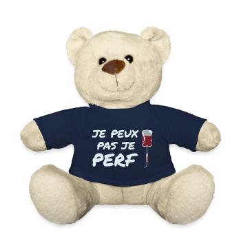 Je Peux Pas Je Perf, Idée Cadeau Infirmière Humour - Nounours - bleu marine - Devant
