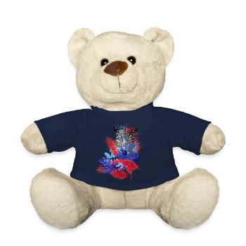 léopard, chat, chat sauvage, peinture, feuilles, jungle - Nounours - bleu marine - Devant
