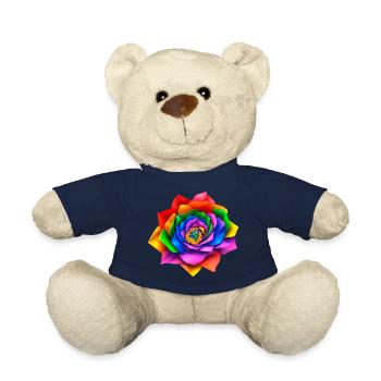 Vivid 3D Rainbow Flower - Teddy Bear - french navy - Front