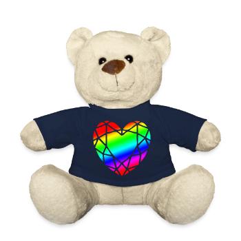 LGBTQ Pride Heart Diamond Shape - Teddy Bear - french navy - Front
