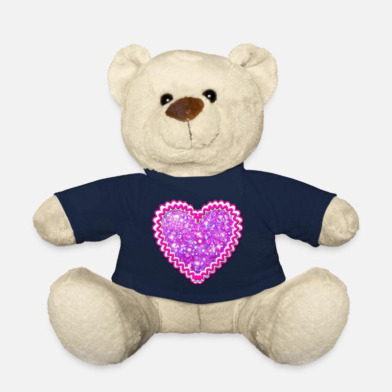 40 Lebkuchenherz Pink Glitzer Glamour Herz - Teddy - French Navy
