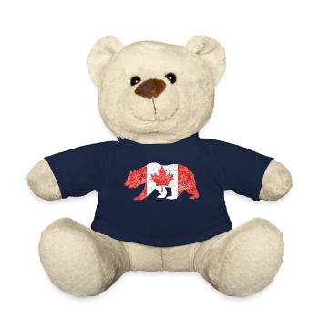 Canada Souvenir - Canada Flag in Bear Outlines - Teddy Bear - french navy - Front