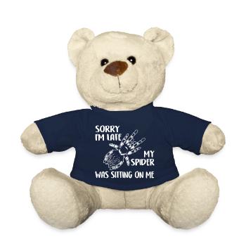 Meine Spinnen saß auf mir lustiger Spinnenspruch - Teddy - French Navy - Vorne