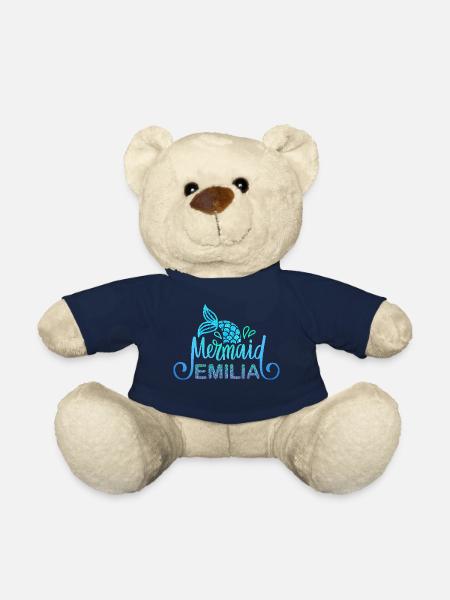 Namensshirt Emilia mit Meerjungfrau - Teddy - French Navy
