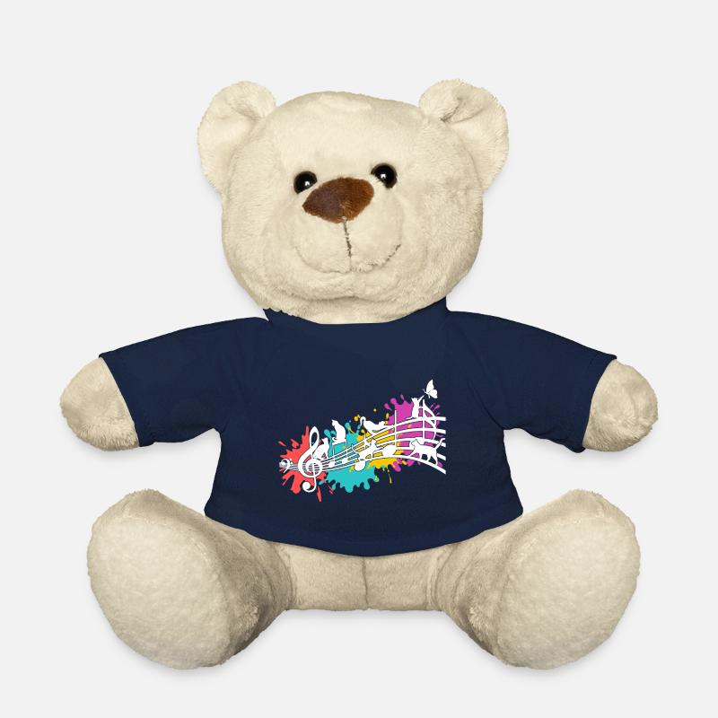 Lustige Katzen Notenlinien Farbkleckse - Teddy - French Navy