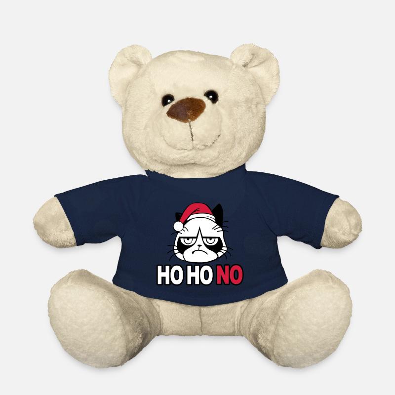 Grumpy Christmas Cat T-shirt - Ho Ho No - Teddy - French Navy