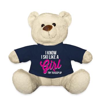 Skiing like a girl Winter sports Fun - Teddy Bear - french navy - Front