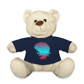 Gehirn Hirn neon Geschenk Zukunft 80 Jahre retro - Teddy - French Navy - Vorne