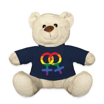 LGBT Lesbisch weiblich Geschenk Symbol - Teddy - French Navy - Vorne