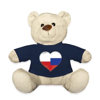 Polen Russland Flagge Herz Liebe Polnisch Russisch - Teddy - French Navy - Vorne