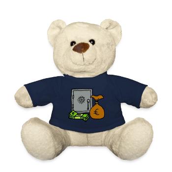 Coffre avec billets et sac d'argent de la richesse - Nounours - bleu marine - Devant