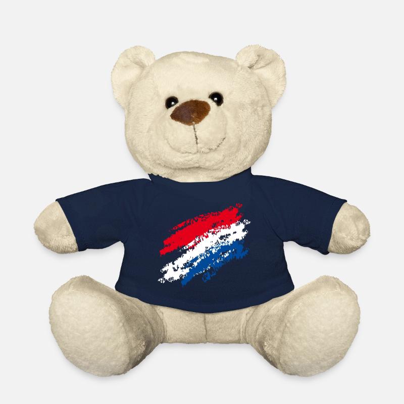 Netherlands flag / italic stripes - chalk - Teddy Bear - french navy