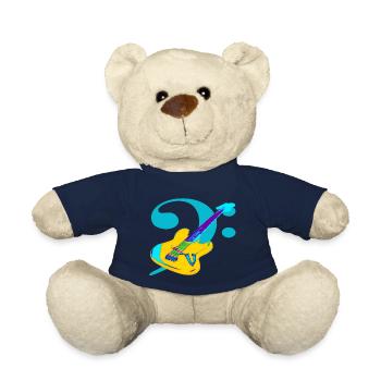 Bass Guitar Music Notes Clef - Teddy Bear - french navy - Front
