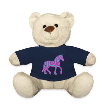 Horse Horses Riding Equestrian Pony Western Shirt - Teddy Bear - french navy - Front