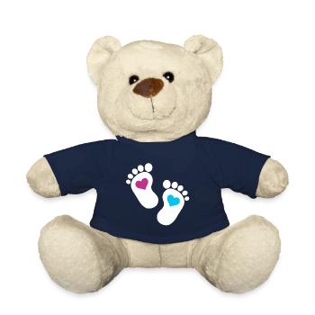Bébé pieds parents enfant en bas âge fils enceinte - Nounours - bleu marine - Devant