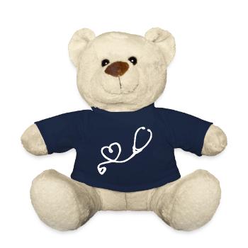 Doktor Herz Arzt Arzthelfer Ärztin Krankenpfleger - Teddy - French Navy - Vorne