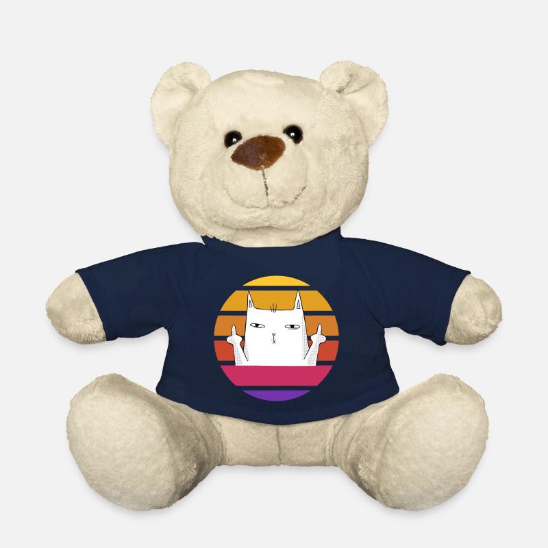 Vintage Katze mit Mittelfinger Retro Sonne Shirt - Teddy - French Navy