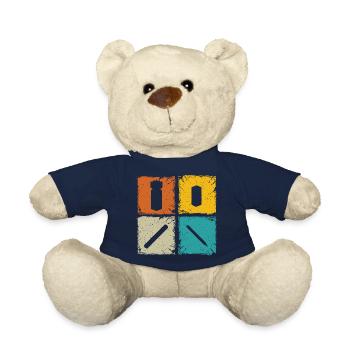 Kubb retro squares kubb yard game player - Teddy Bear - french navy - Front