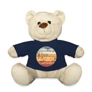 Retro Sunset Background Circle - Teddy Bear - french navy - Front
