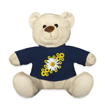 Marguerite with sunflower floral pattern flower - Teddy Bear - french navy - Front
